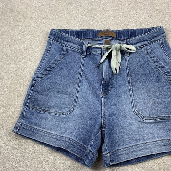 Judy Blue High Waist Womens Large Blue Stretch Denim Jogger Shorts - Picture 2 of 15